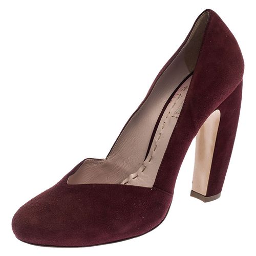 Miu Miu Maroon Suede Curved Heel Pumps Size 40 - Miu Miu - Modalova