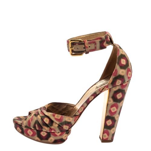 Printed Fabric Ankle Strap Sandals Size 38.5 - Miu Miu - Modalova