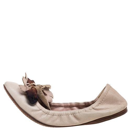 Leather Embellished Flats Size 38 - Miu Miu - Modalova