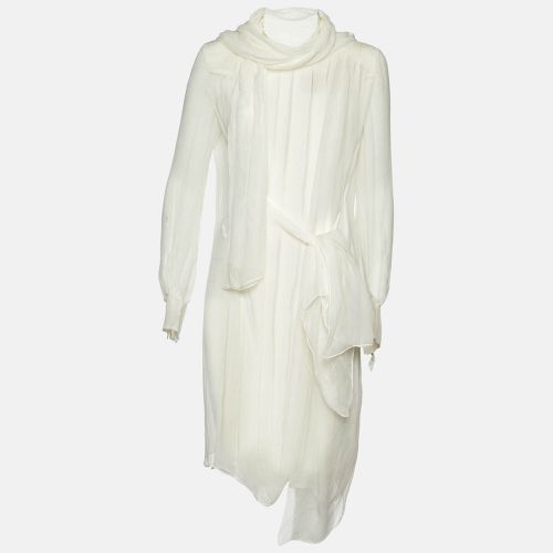 Miu Miu White Silk Georgette Pleated Sheer Tunic L - Miu Miu - Modalova