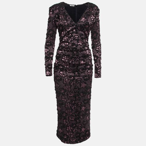 Miu Miu Pink/Black Cloque Lurex Midi Dress S - Miu Miu - Modalova