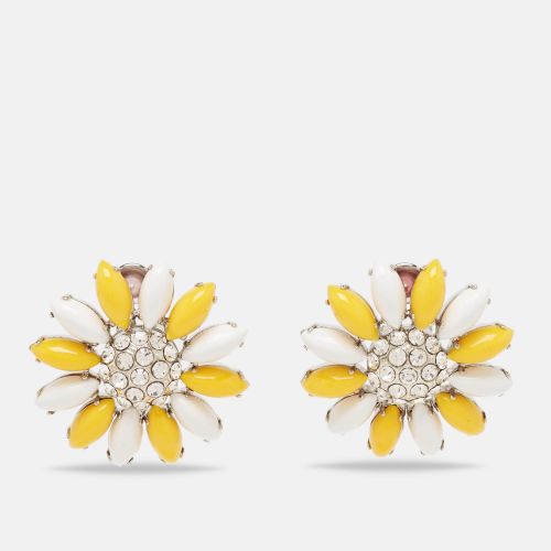 Miu Miu Composite Crystals Silver Tone Clip-On Earrings - Miu Miu - Modalova