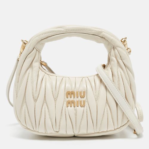 Miu Miu White Matelassé Leather Small Wander Hobo - Miu Miu - Modalova