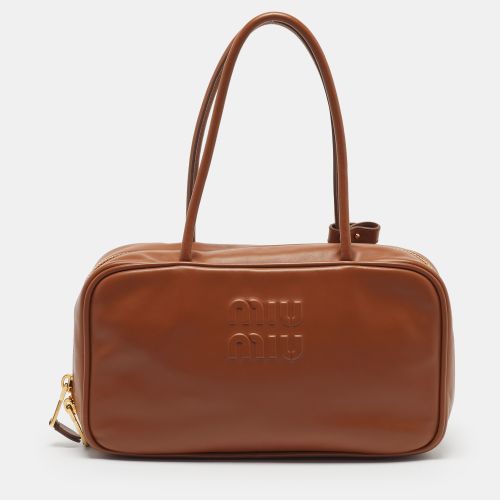 Beau Medium Cognac Soft Leather Top Handle Bag - Miu Miu - Modalova