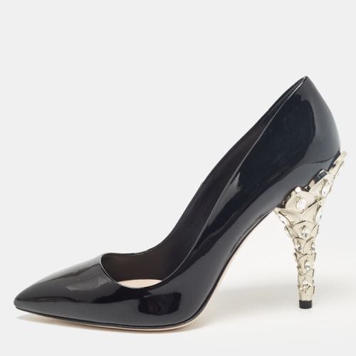 Miu Miu Black Patent Leather Crystal Embellished Heel Pumps Size 37.5 - Miu Miu - Modalova