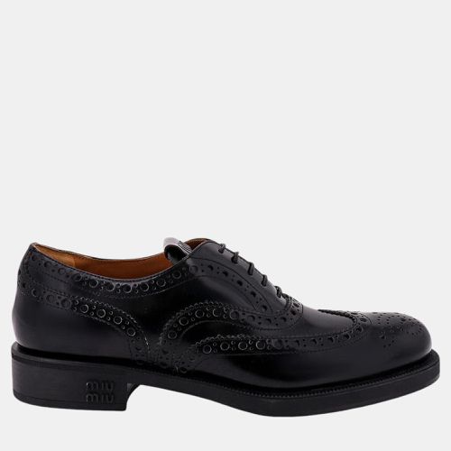 Miu Miu Black Leather Lace-Up Shoe Lace Up Derbys EU 41 - Miu Miu - Modalova