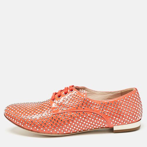 Miu Miu Orange Patent Leather Crystal Embellished Heels Lace Up Derby Size 36 - Miu Miu - Modalova