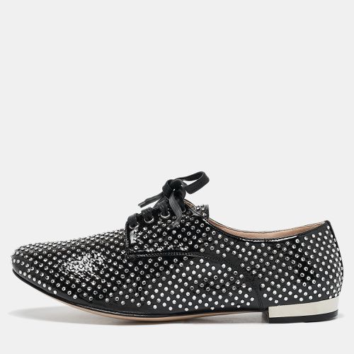 Miu Miu Black Patent Leather Crystal Embellished Lace Up Derby Size 36 - Miu Miu - Modalova