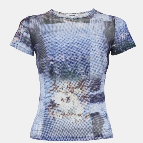 Miaou Multicolor Abstract Print Mesh Round Neck Top M - Miaou - Modalova