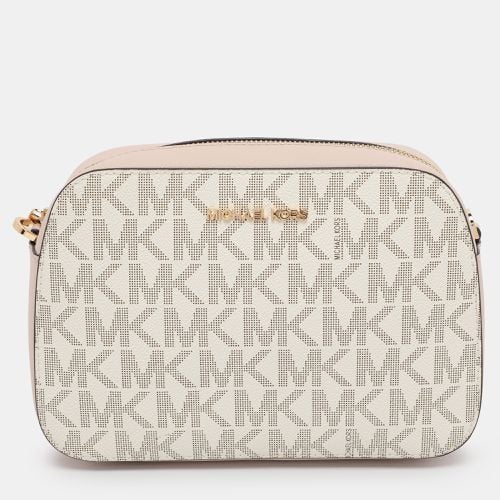 Michael Kors Pink/Beige Signature Coated Canvas and Leather Jet Set Crossbody Bag - Michael Kors - Modalova