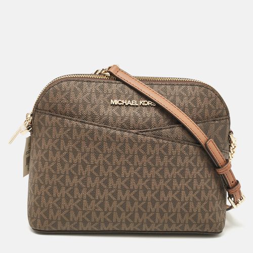 Michael Kors Brown Signature Coated Canvas Medium Dome Crossbody Bag - Michael Kors - Modalova