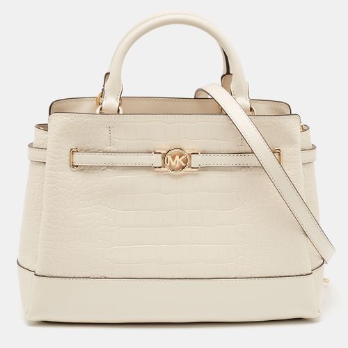 Michael Kors White Croc Embossed Patent and Leather Large Reed Satchel - Michael Kors - Modalova