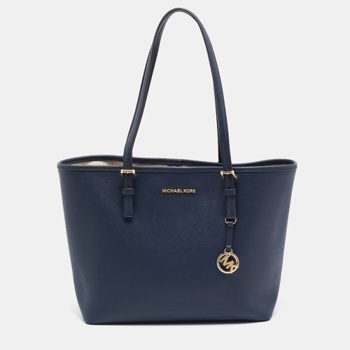 Michael Kors Navy Blue Leather Medium Jet Set Travel Tote - Michael Kors - Modalova