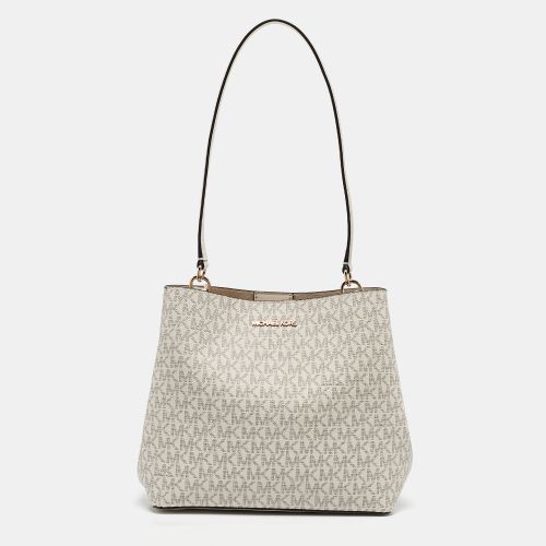 Michael Kors Off Signature White Coated Canvas and Leather Medium Pratt Bucket Bag - Michael Kors - Modalova