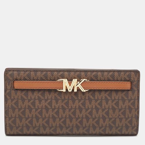 Michael Kors Brown Signature Coated Canvas Large Reed Wallet - Michael Kors - Modalova