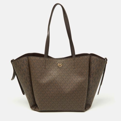 Michael Kors Brown Signature Coated Canvas and Leather Freya Tote - Michael Kors - Modalova