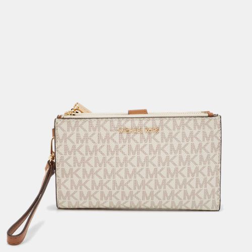 Michael Kors White Signature Coated Canvas Jet Set Travel Zip Wristlet Wallet - Michael Kors - Modalova