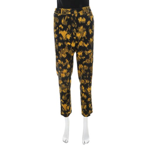 Michael Kors Black and Yellow Ikkat Print Wool Tapered Trousers M - Michael Kors - Modalova