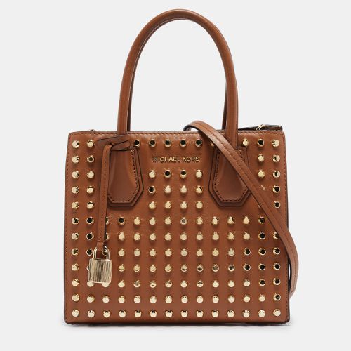 Michael Kors Brown Leather Mini Studded Mercer Tote - Michael Kors - Modalova