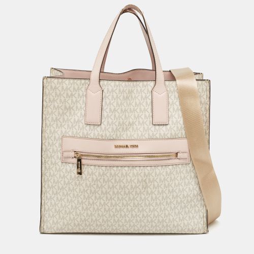 Michael Kors Off White/Pink Signature Coated Canvas Large Kenly Tote - Michael Kors - Modalova