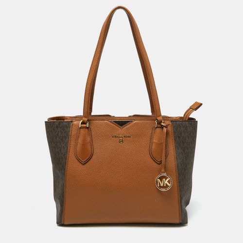 Michael Kors Brown/Tan Signature Coated Canvas and Leather Mae Tote - Michael Kors - Modalova