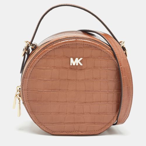 Michael Kors Brown Croc Embossed Leather Delaney Crossbody Bag - Michael Kors - Modalova