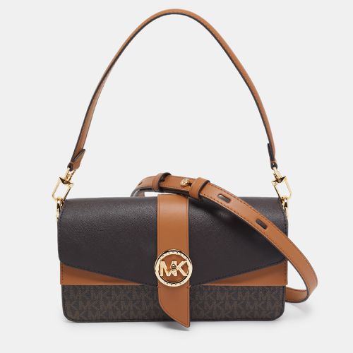 Michael Kors Brown Signature Coated Canvas and Leather Medium Greenwich Top Handle Bag - Michael Kors - Modalova