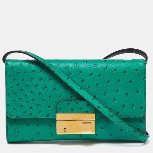 Michael Kors Green Ostrich Embossed Leather Gia Convertible Clutch - Michael Kors - Modalova