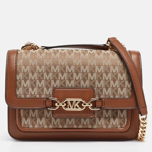 Michael Kors Beige/Brown Signature Fabric and Leather Large Heather Shoulder Bag - Michael Kors - Modalova