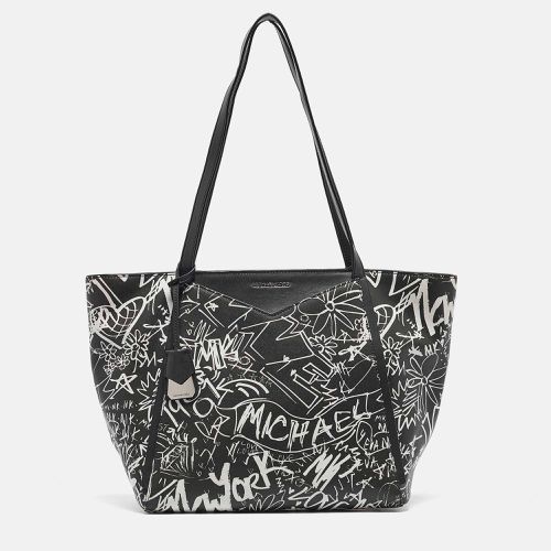 Michael Kors Black/White Leather Large Graffiti Whitney Tote - Michael Kors - Modalova