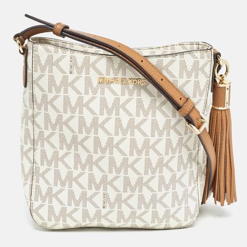 Michael Kors White Signature Coated Canvas and Leather Tassel Messenger Bag - Michael Kors - Modalova