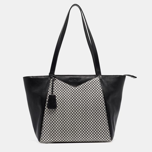 Michael Kors Black/White Checkboard Logo Leather Large Whitney Tote - Michael Kors - Modalova