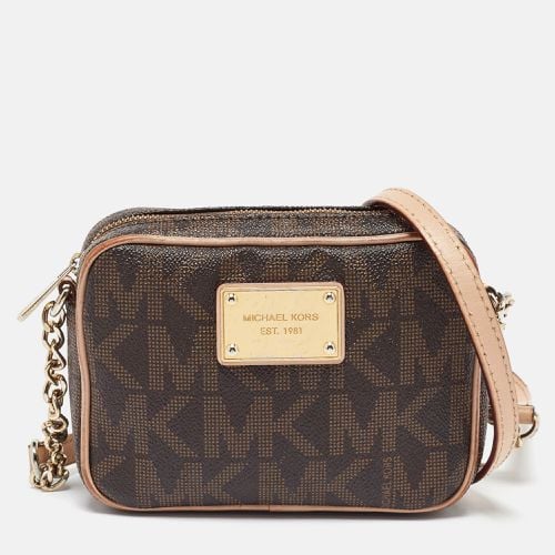 MICHAEL Michael Kors Beige/Brown Signature Coated Canvas and Leather Mini Camera Crossbody Bag - Michael Kors - Modalova