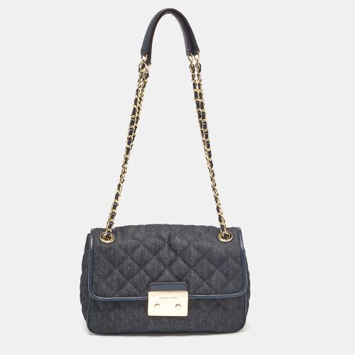 Michael Kors Navy Blue Quilted Denim and Leather Sloan Shoulder Bag - Michael Kors - Modalova