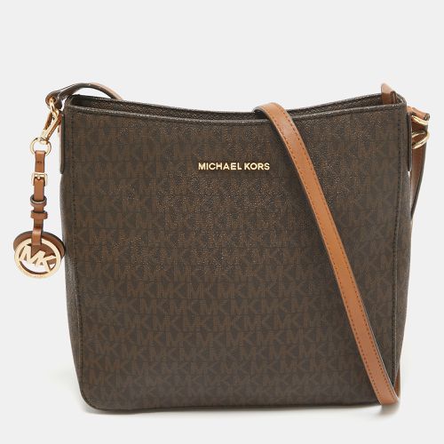 Michael Kors Dark Brown Signature Coated Canvas Jet Set Messenger Bag - Michael Kors - Modalova