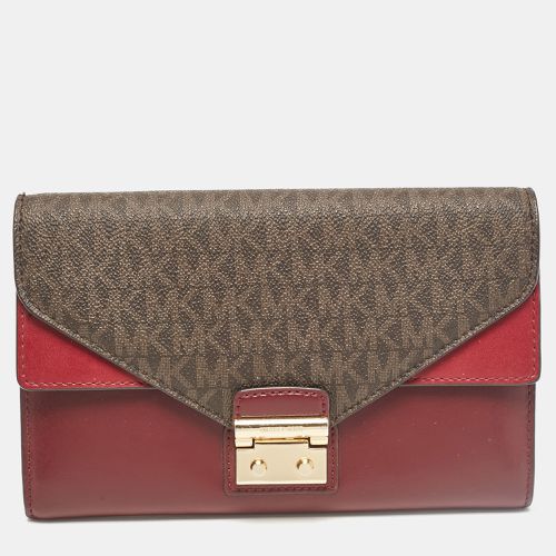 Michael Kors Burgundy Coated Canvas Leather Clutch - Michael Kors - Modalova