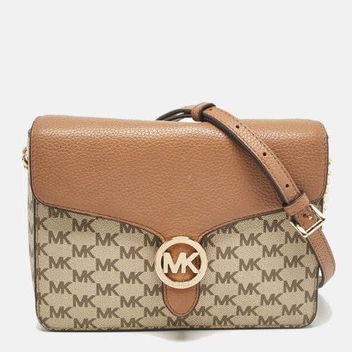 Michael Kors Beige/Brown Signature Coated Canvas and Leather Fulton Crossbody Bag - Michael Kors - Modalova