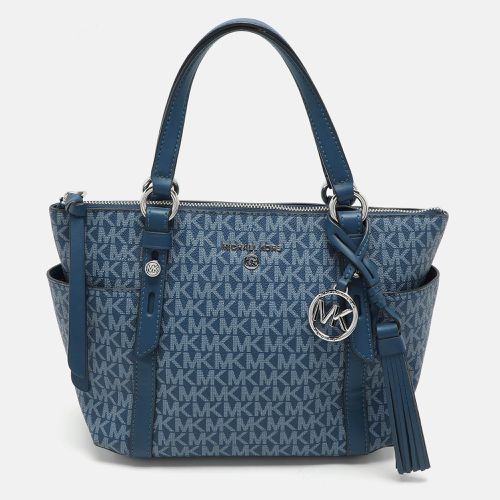 Michael Kors Blue Signature Coated Canvas and Leather Sullivan Satchel - Michael Kors - Modalova