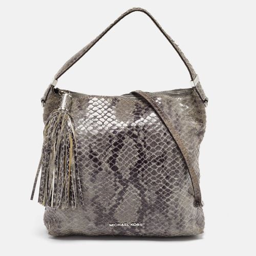 Michael Kors Grey Snakeskin Embossed Leather Bedford Shoulder Bag - Michael Kors - Modalova