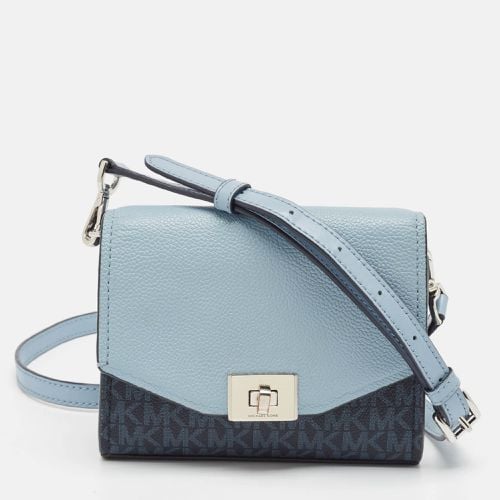 Michael Kors Two Tone Blue Signature Coated Canvas and Leather Crossbody Bag - Michael Kors - Modalova