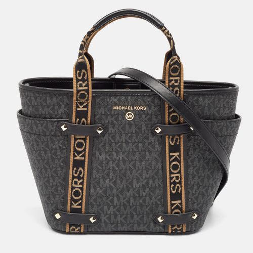 Michael Kors Black/Brown Signature Coated Canvas and Leather Small Maeve Tote - Michael Kors - Modalova