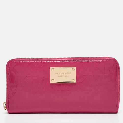 Michael Kors Pink Embossed Patent Leather Zip Continental Wallet - Michael Kors - Modalova