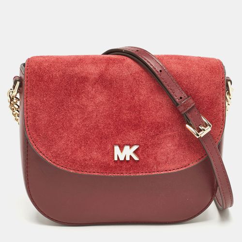 Michael Kors Burgundy Leather and Suede Half Dome Crossbody Bag - Michael Kors - Modalova