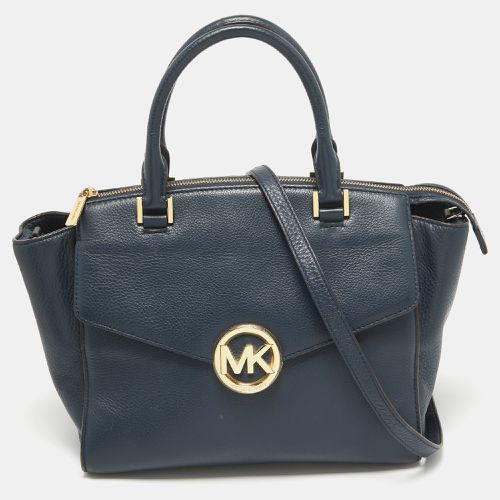 Michael Kors Navy Blue Leather Large Hudson Satchel - Michael Kors - Modalova