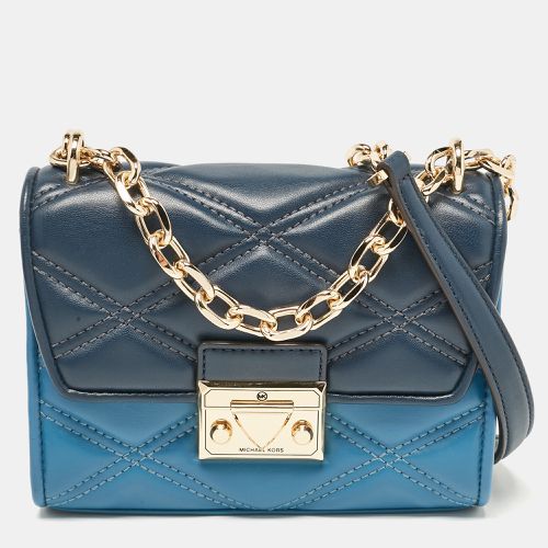 Michael Kors Two Tone Blue Quilted Faux Leather Small Serena Crossbody Bag - Michael Kors - Modalova