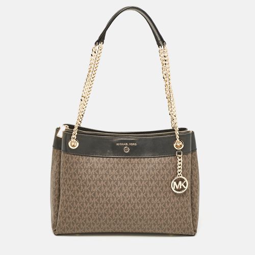 Michael Kors Brown/Black Signature Canvas Susan Shoulder Bag - Michael Kors - Modalova