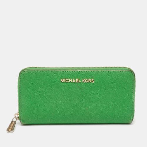 Michael Kors Green Leather Jet Set Zip Around Wallet - Michael Kors - Modalova