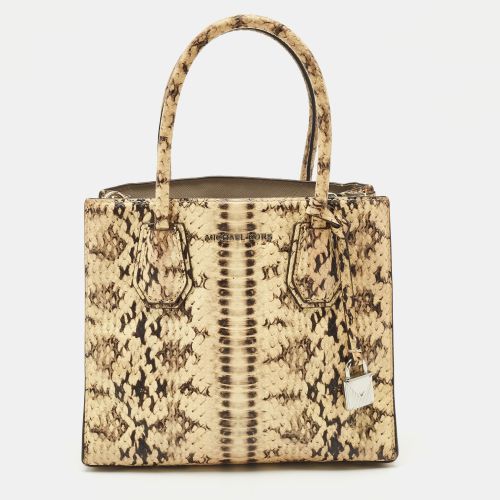 Michael Kors Cream Python Embossed Leather Small Mercer Tote - Michael Kors - Modalova