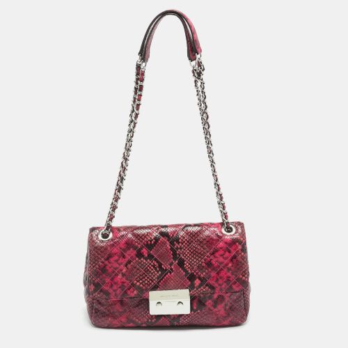 Tribeca /Black Python Embossed Leather Shoulder Bag - Michael Kors - Modalova