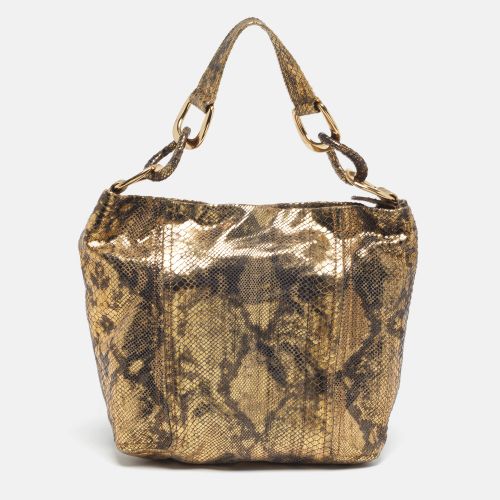 Chain Detail Python Print Suede Hobo - Michael Kors - Modalova